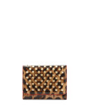 Macaron Mini Patent Leather Spikes Wallet, Leopard