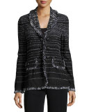 Fancy Fringe Striped Jacket, Black