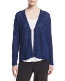Zip-Front Boxy Cardigan, Blue Bonnet  