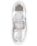 Strass-Buckle High-Top Sneaker, Silver