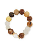 Horn, Pearl & Java Glass Stretch Bracelet
