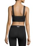 X Mesh-Trim Sports Bra, Black