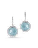 Patras Octagonal Aquamarine Diamond Earrings
