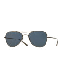 Executive Suite Photochromic Aviator Sunglasses, Pewter/Blue