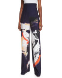 Millie High-Rise Abstract Pants, Navy