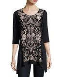 Nova Embroidered-Panel Cotton Tunic 