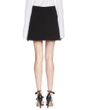 Metal-Button A-Line Skirt, Black