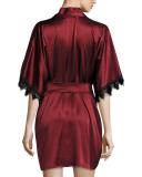 Silk Short Robe, Bordeaux