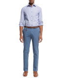 Flat-Front Twill Trousers