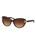 Logo Cat-Eye Sunglasses, Dark Tortoise