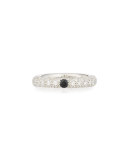 18K White Diamond Ring with One Black Diamond
