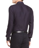 Tonal Geometric-Print Sport Shirt, Burgundy