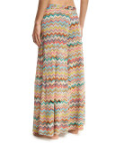Zigzag Palazzo Coverup Pants, Multicolor