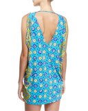 Corsica Printed Caftan Coverup, Turquoise