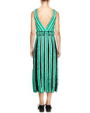 Sleeveless Wrap Midi Dress, Mint/White/Black