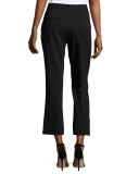 Twill Cropped Flare Pants, Black