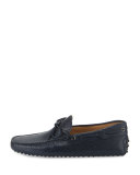 Gommini Textured Leather Tie Driver, Navy