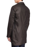 Reversible Button-Down Car Coat, Navy/Brown