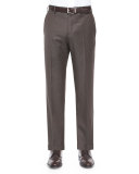 Parker Platinum Flat-Front Super 150's Trousers, Brown