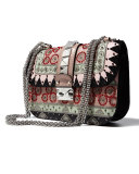 Small Beaded Geometric Patch Shoulder Bag, Multicolor