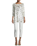 Ponte Slim Ankle Pants, Ivory 