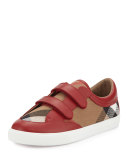 Heacham Check Canvas Sneaker, Red/Tan, Youth