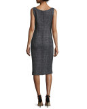 Eve Check Sleeveless Sheath Dress, Black