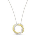 18K Gold Interlocking Halo Diamond Pendant Necklace
