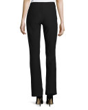 Washable-Crepe Boot-Cut Pants, Black 