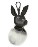 Bambi Faux-Fur Dog Charm for Handbag, Black/Mix