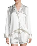Silk Shortie Pajama Set, Ivory