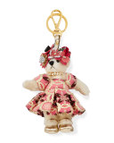 Flower-Crown Bear Charm for Handbag, White/Multi