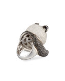 Animalier 18K White Gold Panda Ring with Black & White Diamonds, Size 6.5