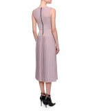Sleeveless Pleated-Skirt Midi Dress, Rose Bouvard