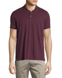 Short-Sleeve Slub Polo Shirt, Claret