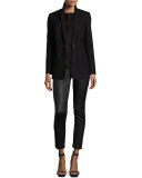 Bonnie One-Button Stretch-Wool Blazer, Aubergine