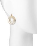 18k Moderne 3-Ring Pave Diamond Earrings, 1 1/2"