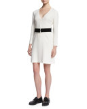 Carter Zip-Front Crepe Dress, White
