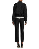 Cropped Gabardine Straight-Leg Pants, Black