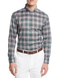 Plaid Dress Shirt, Green/Pink