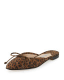 Suede Bow Ballerina Mule Flat, Leopard