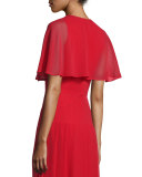 Silk Georgette Capelet, Paprika