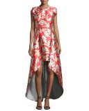 Masha Sleeveless High-Low Cocktail Dress, Goji Berry Red