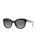Polarized Check-Trim Sunglasses, Black