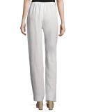 Straight-Leg Gauze Pants, White, Plus Size