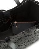 Liara Laser-Cut Butterfly Tote Bag, Black