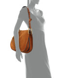 Hayley Small Suede Hobo Bag, Caramel