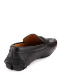 Pebbled Leather Logo Driver, Black