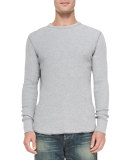 Waffle-Knit Crewneck Shirt, Pale Gray 