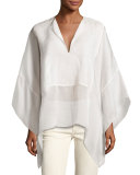 Belinda Split-Neck Caftan Top, Ivory